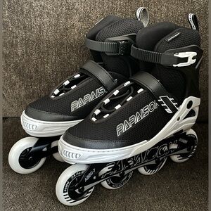 Papaison Ajustable Inline Skates Black Color Adult Size XL ( 7 -10.5)